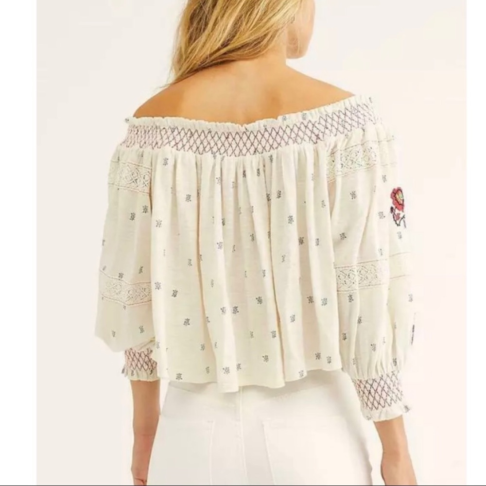 NWOT Free People ale Petite Embroidered Crop Top - Picture 3 of 5